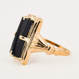 vintage Black Onyx Romantic Ring