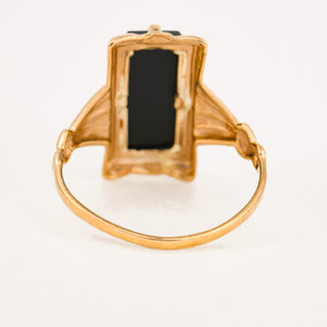 vintage Black Onyx Romantic Ring