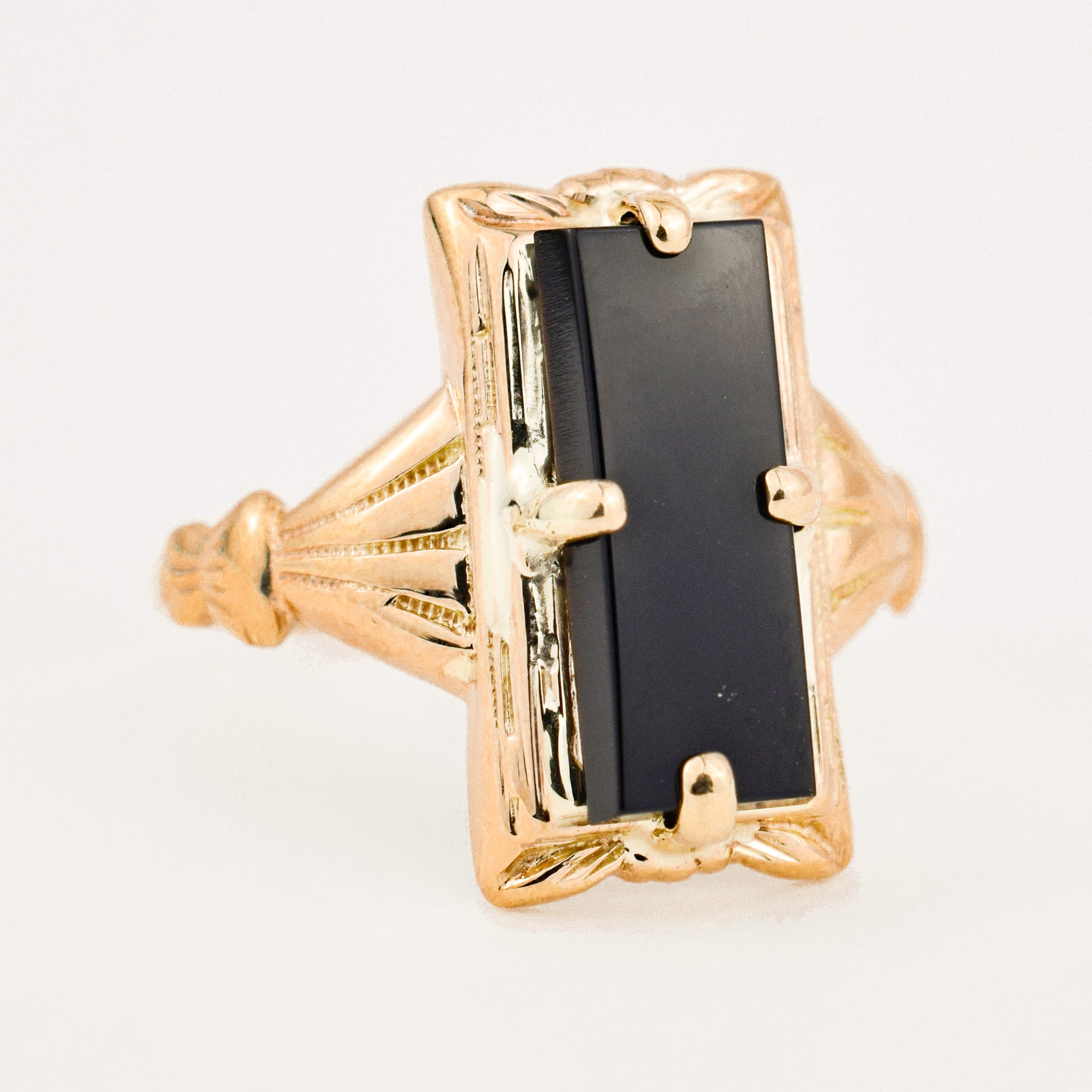 vintage Black Onyx Romantic Ring