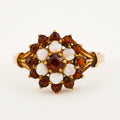 Antique Garnet and Opal Flower Ring