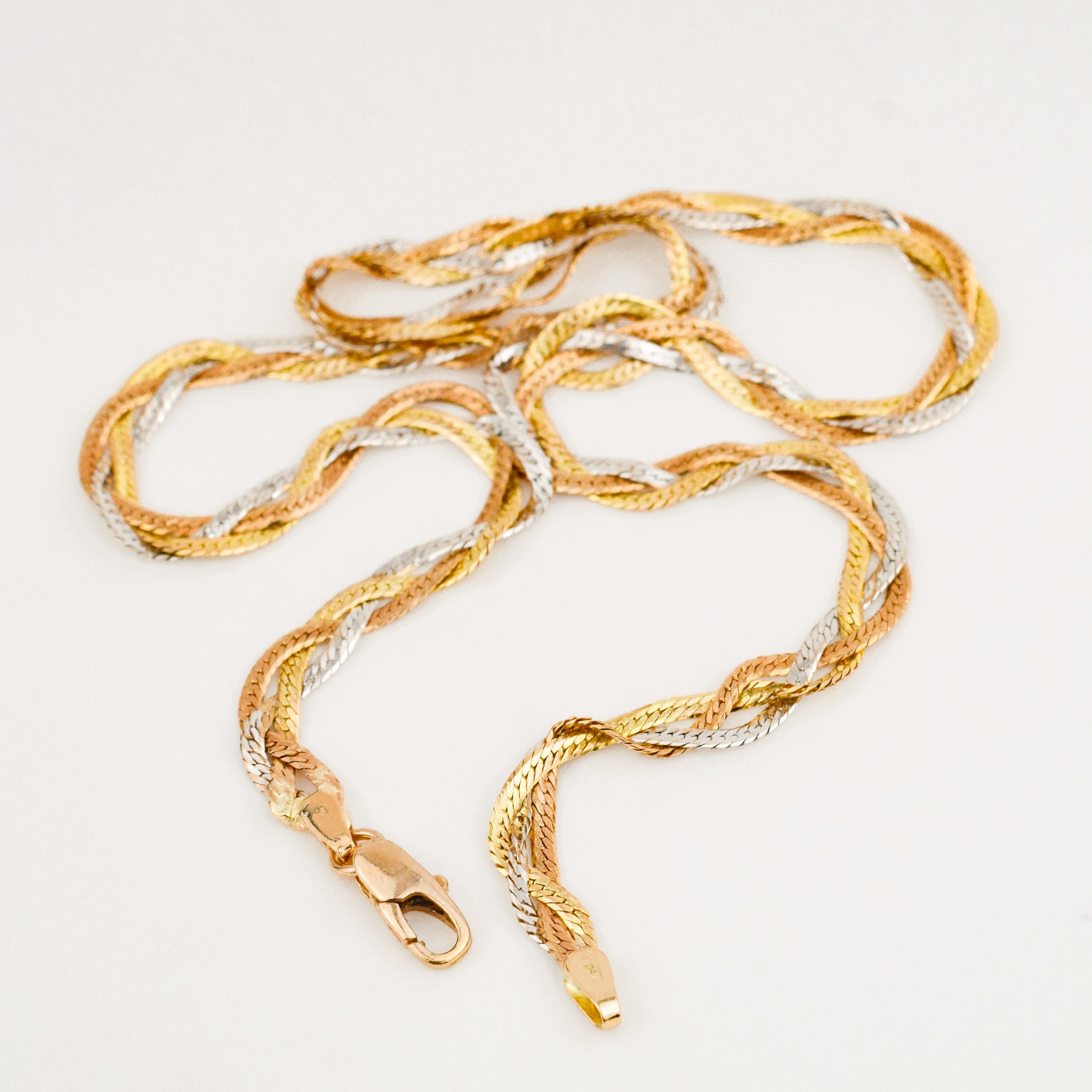 
Vintage gold braided herringbone necklace