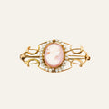 Antique Shell Cameo and Seed Pearl Pin