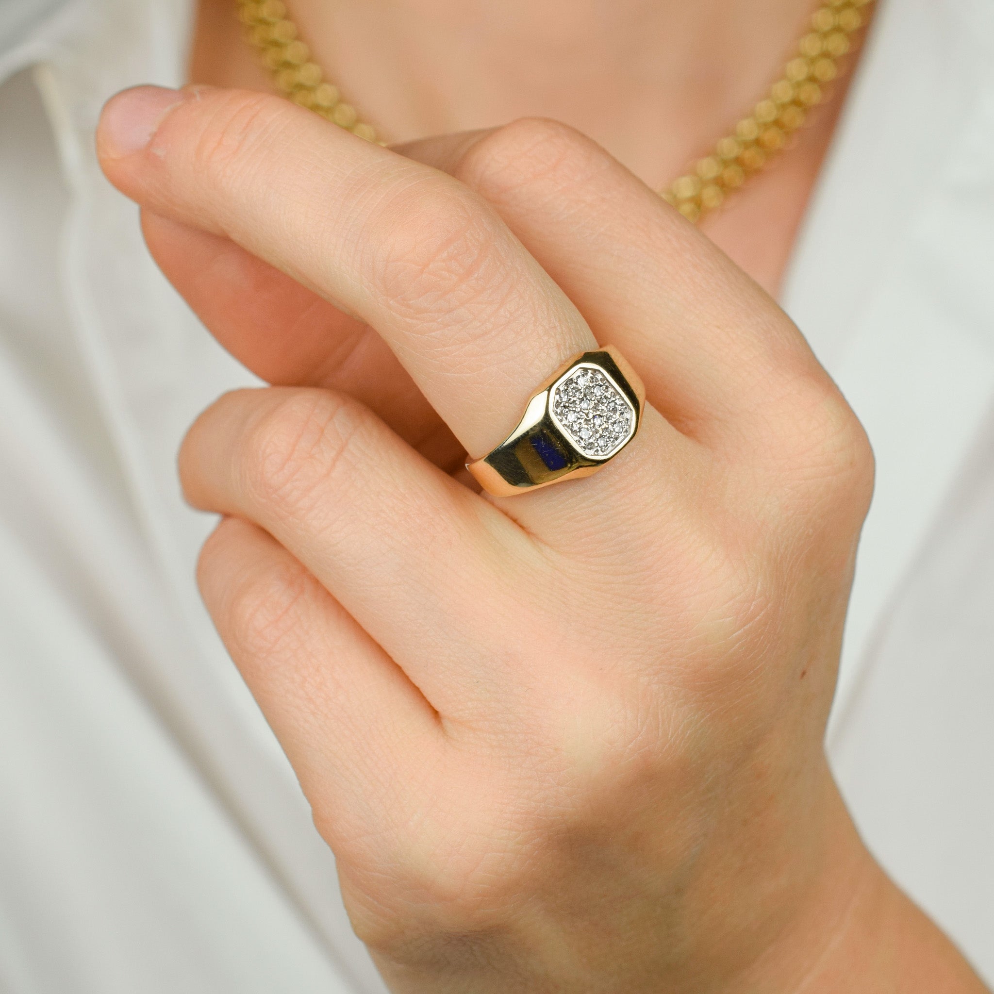 vintage gold diamond signet ring