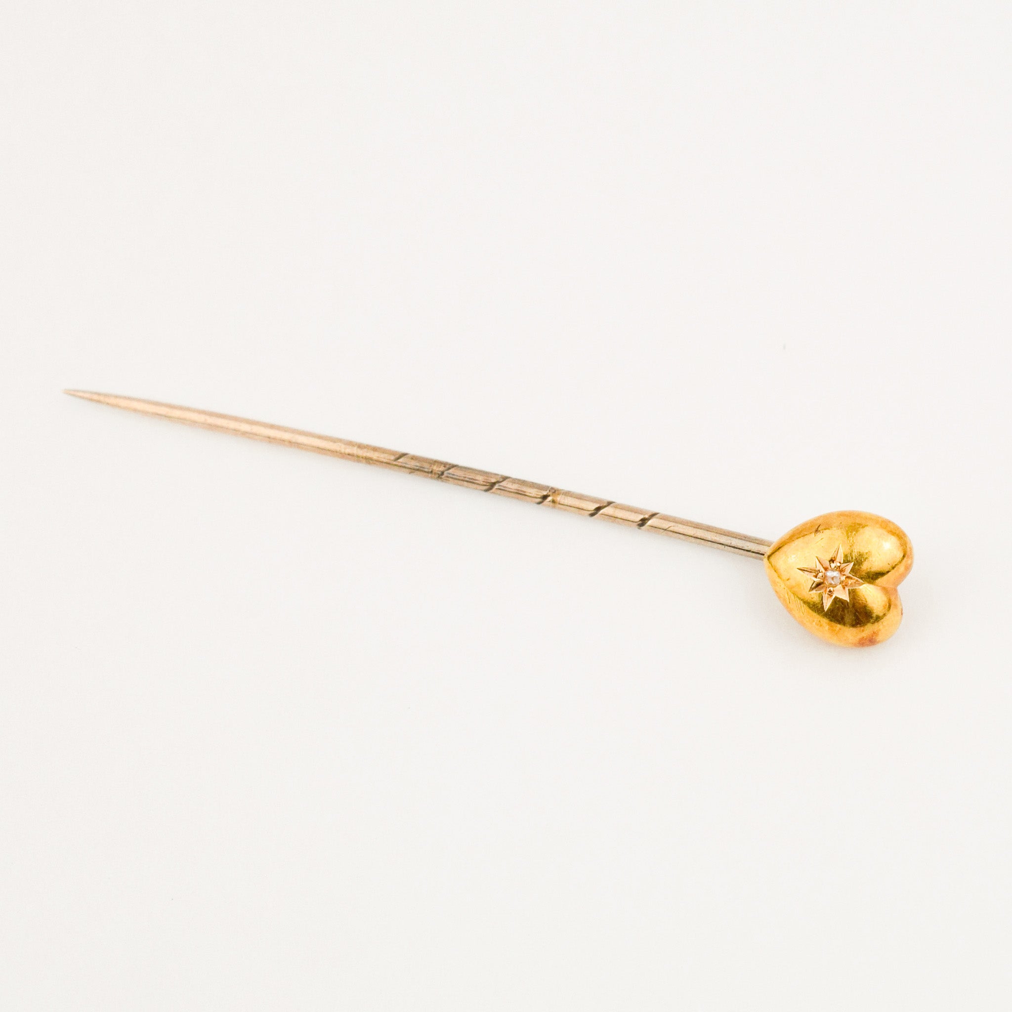 Victorian Starburst Diamond Heart Stick Pin