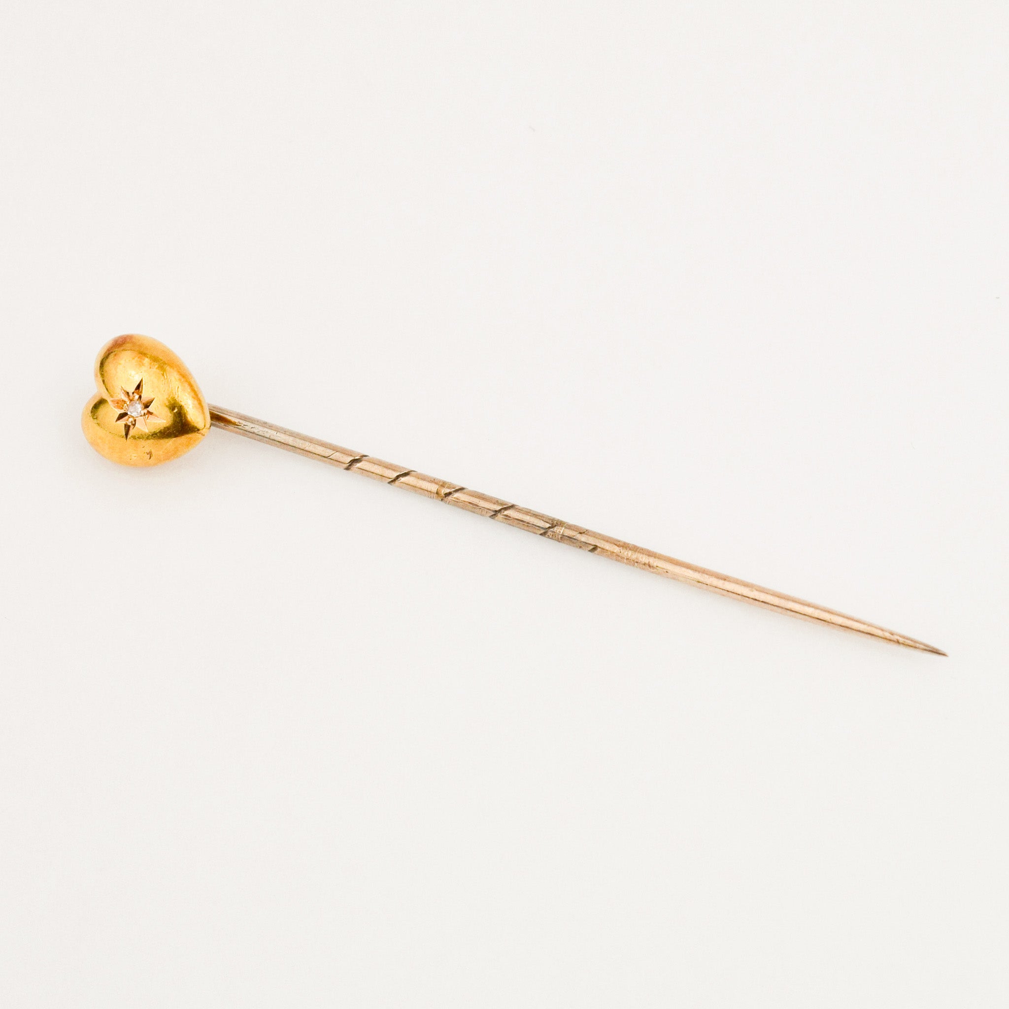 Victorian Starburst Diamond Heart Stick Pin
