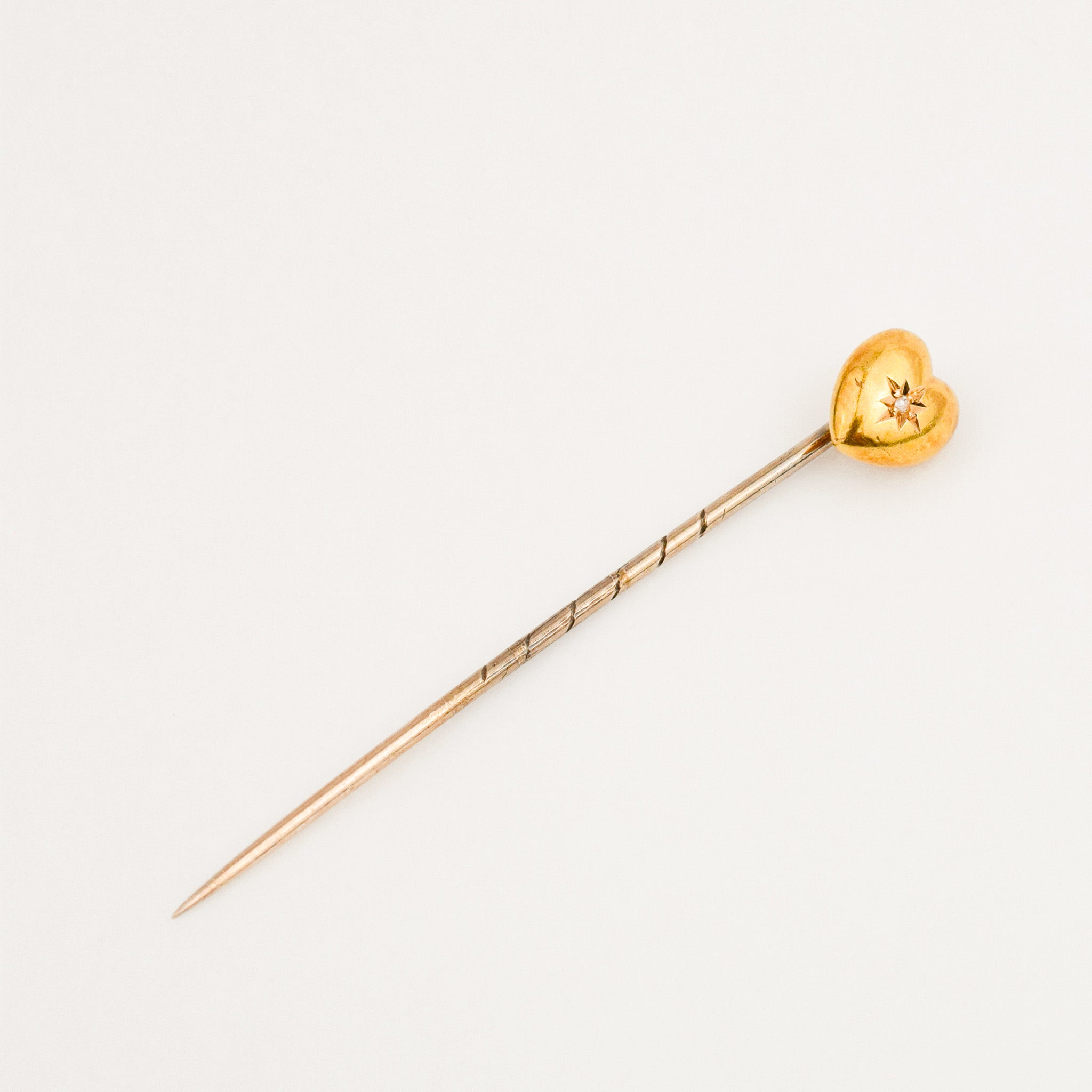 Victorian Starburst Diamond Heart Stick Pin