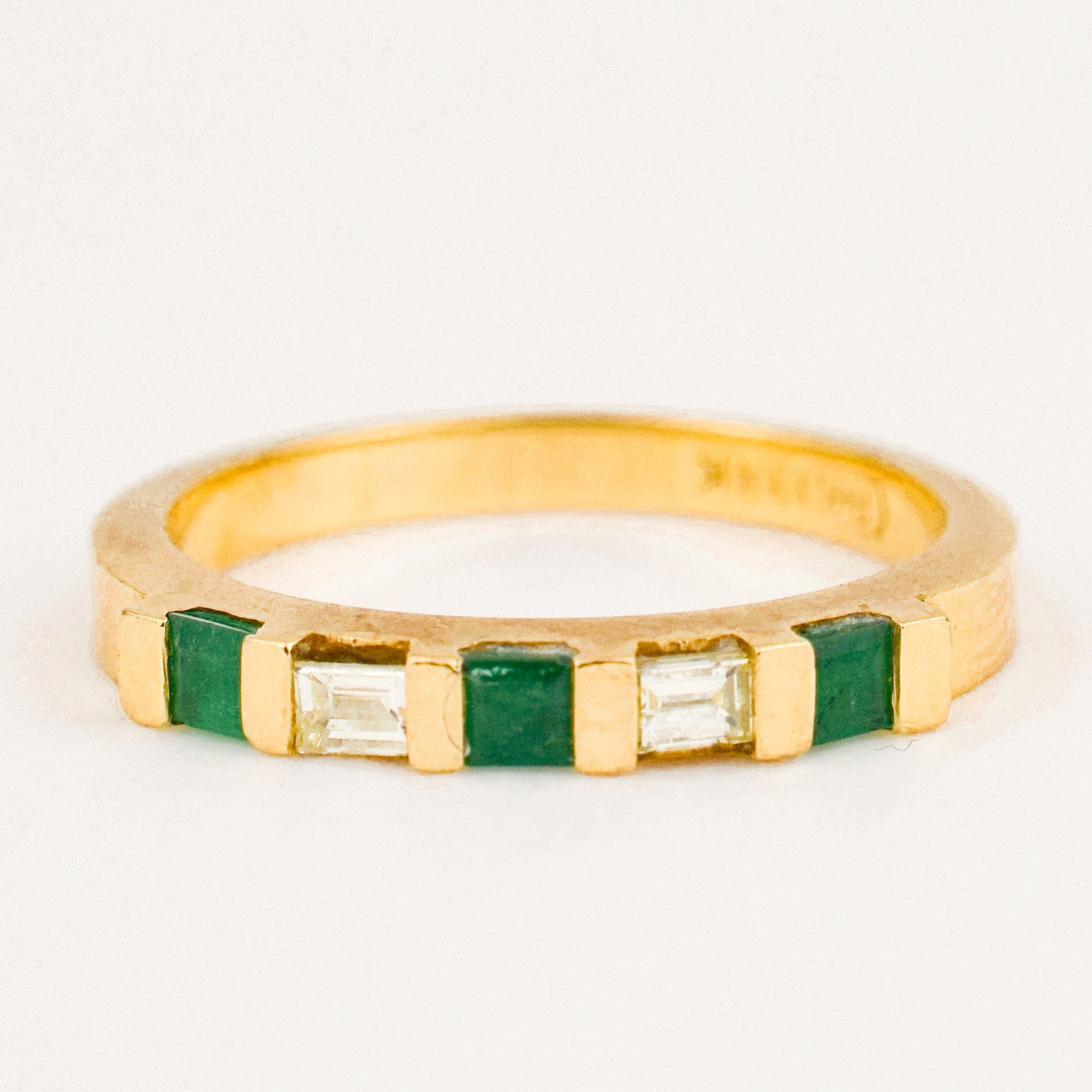 vintage Emerald and Baguette Diamond Band