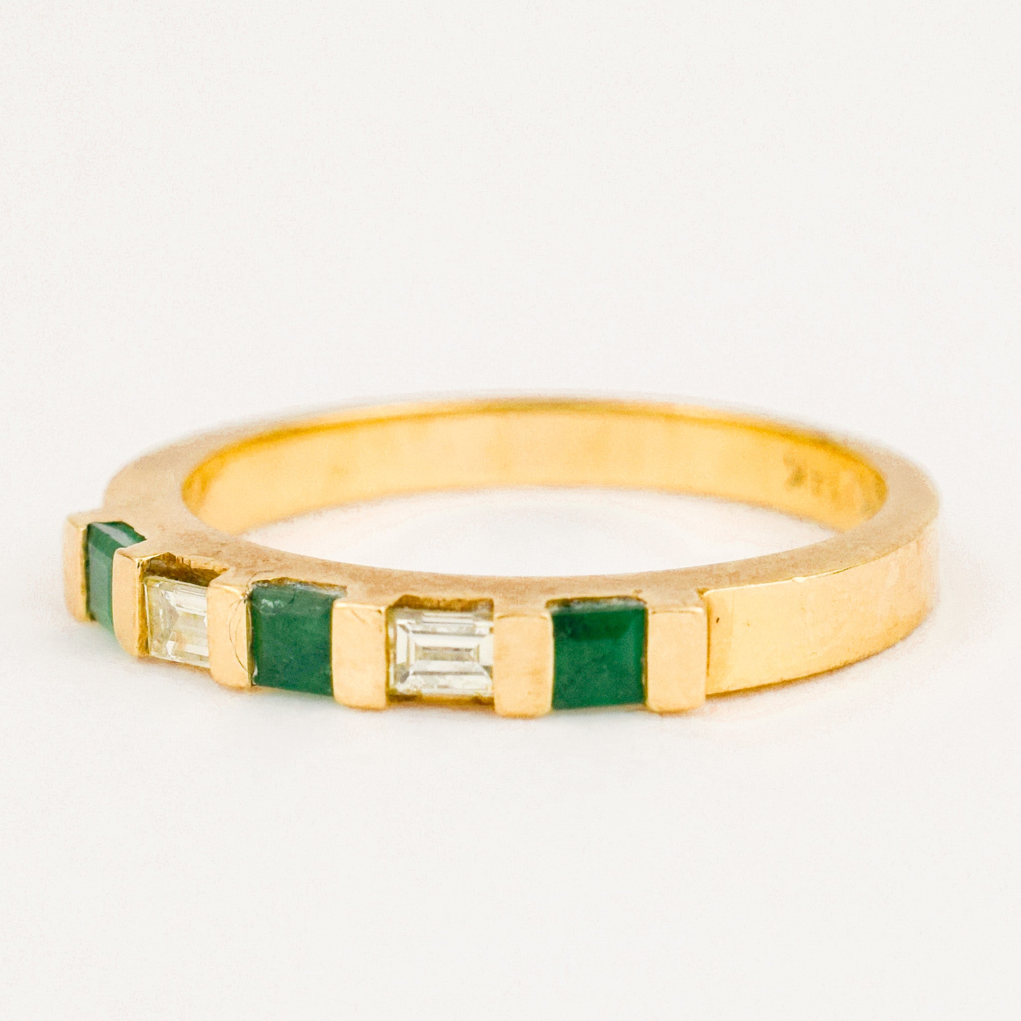 vintage Emerald and Baguette Diamond Band