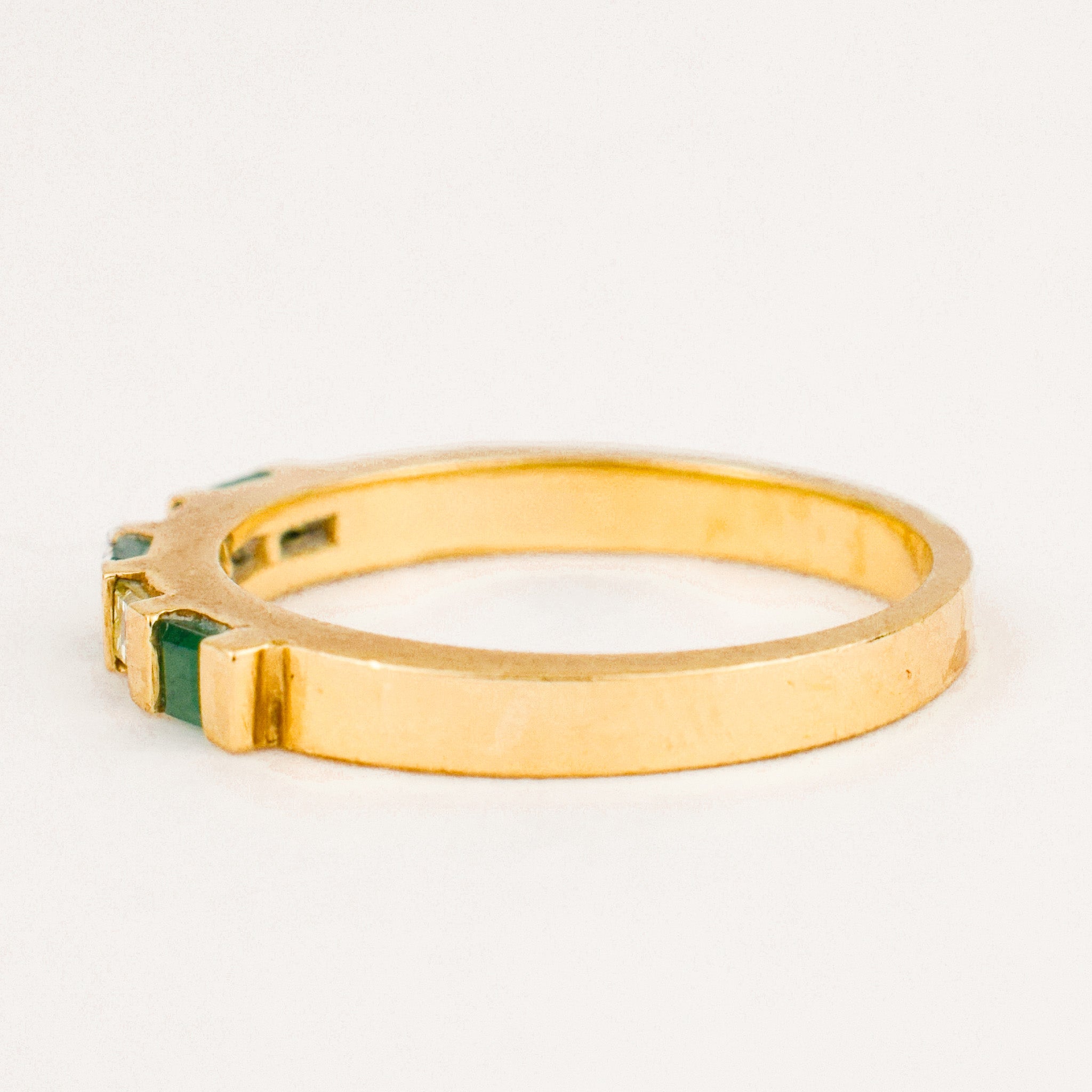 vintage Emerald and Baguette Diamond Band