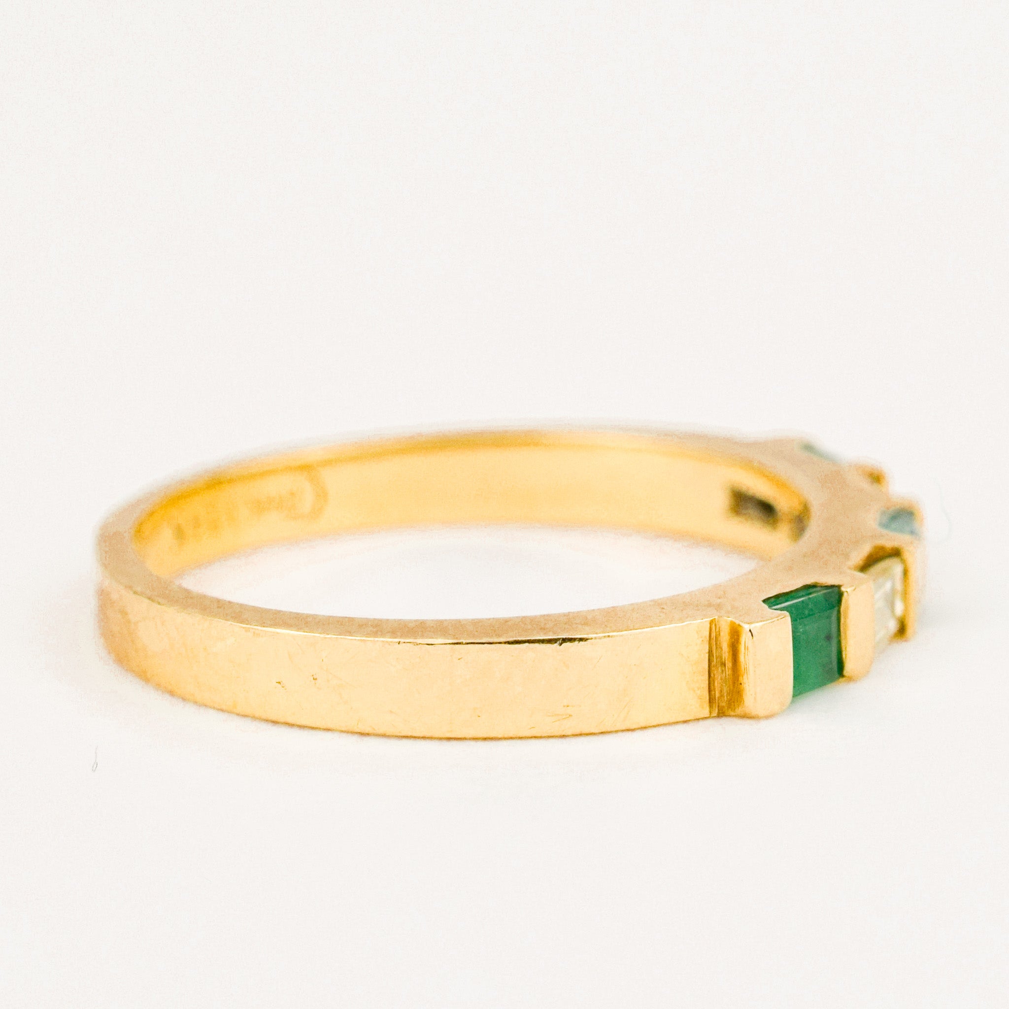 vintage Emerald and Baguette Diamond Band