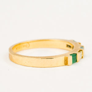 vintage Emerald and Baguette Diamond Band