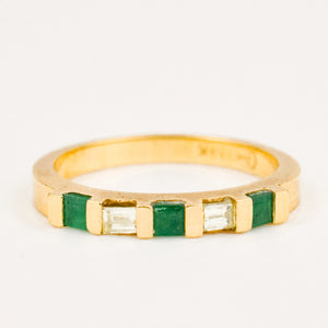 vintage Emerald and Baguette Diamond Band