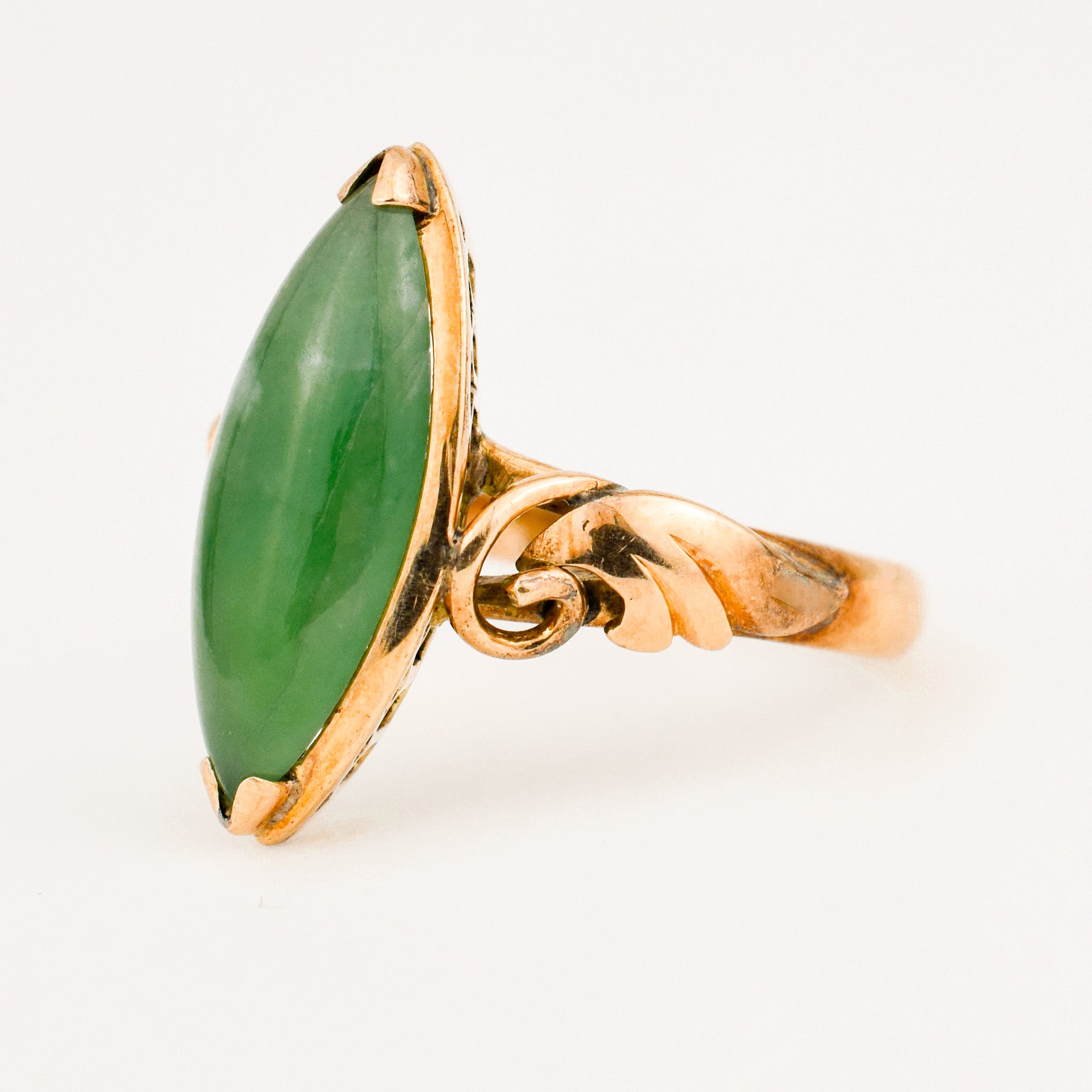 vintage gold Marquise Jade Ring