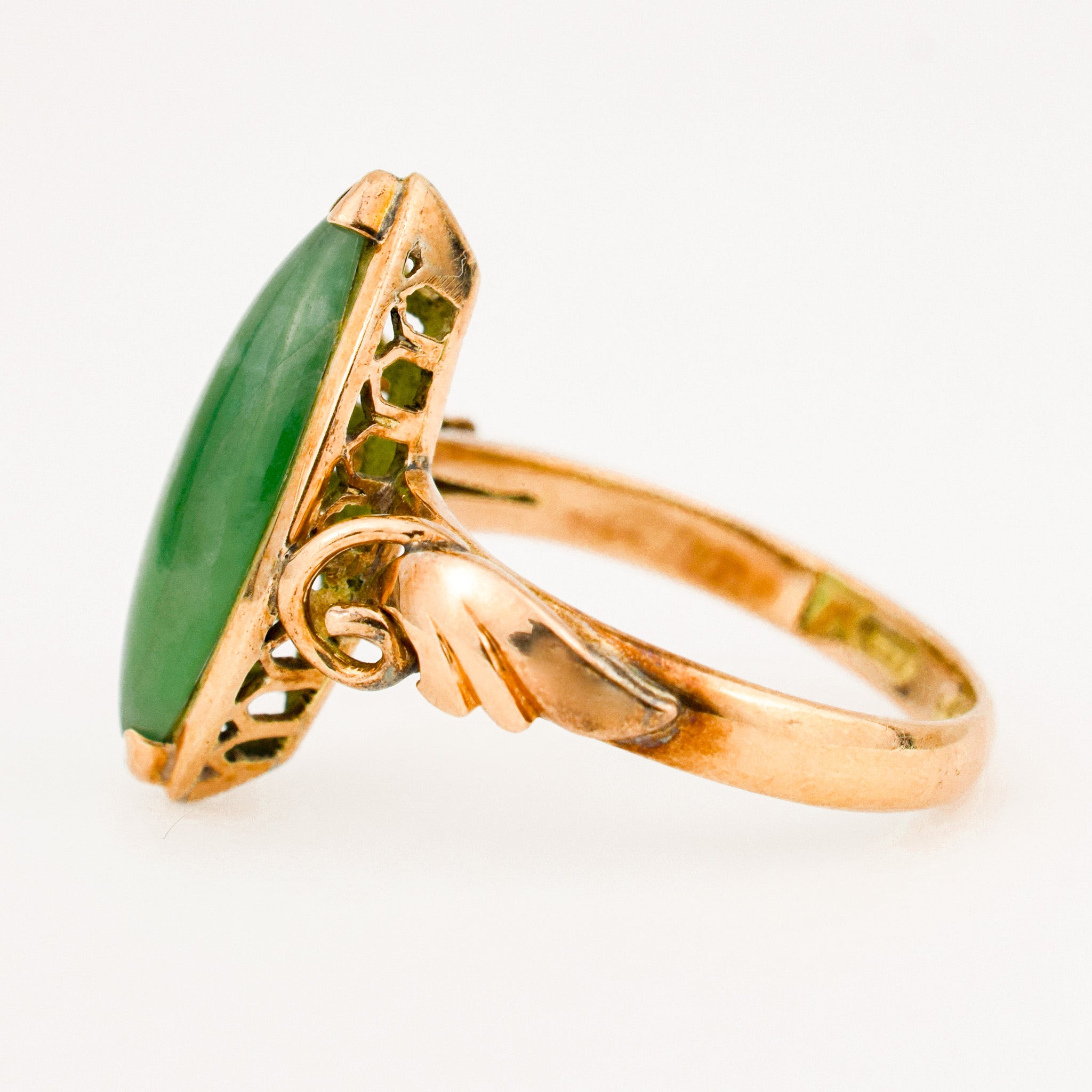 vintage gold Marquise Jade Ring