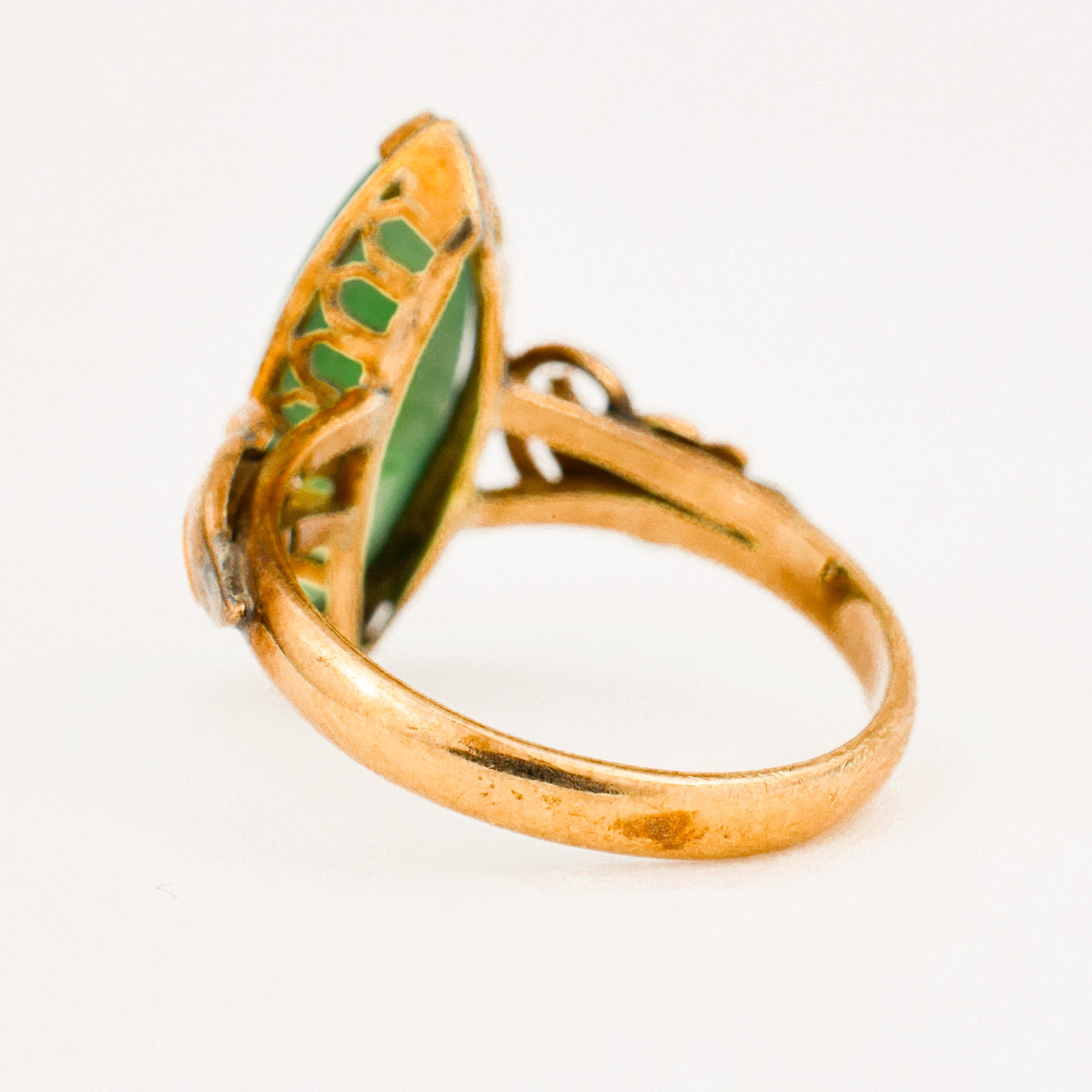 vintage gold Marquise Jade Ring