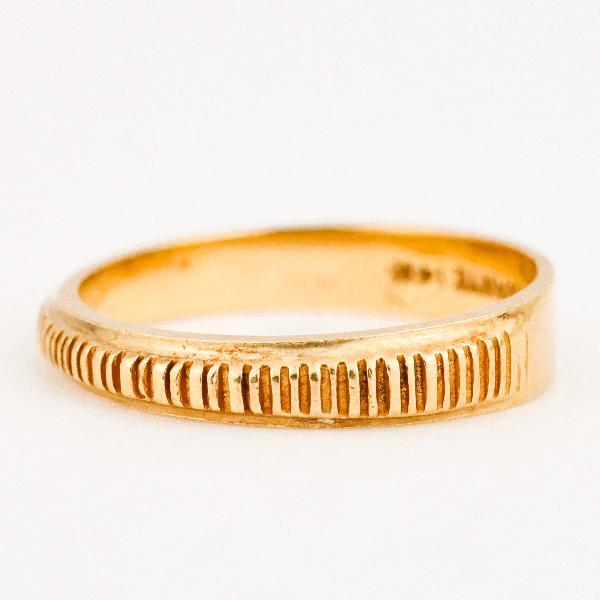Textured Gold Band with Smooth Back