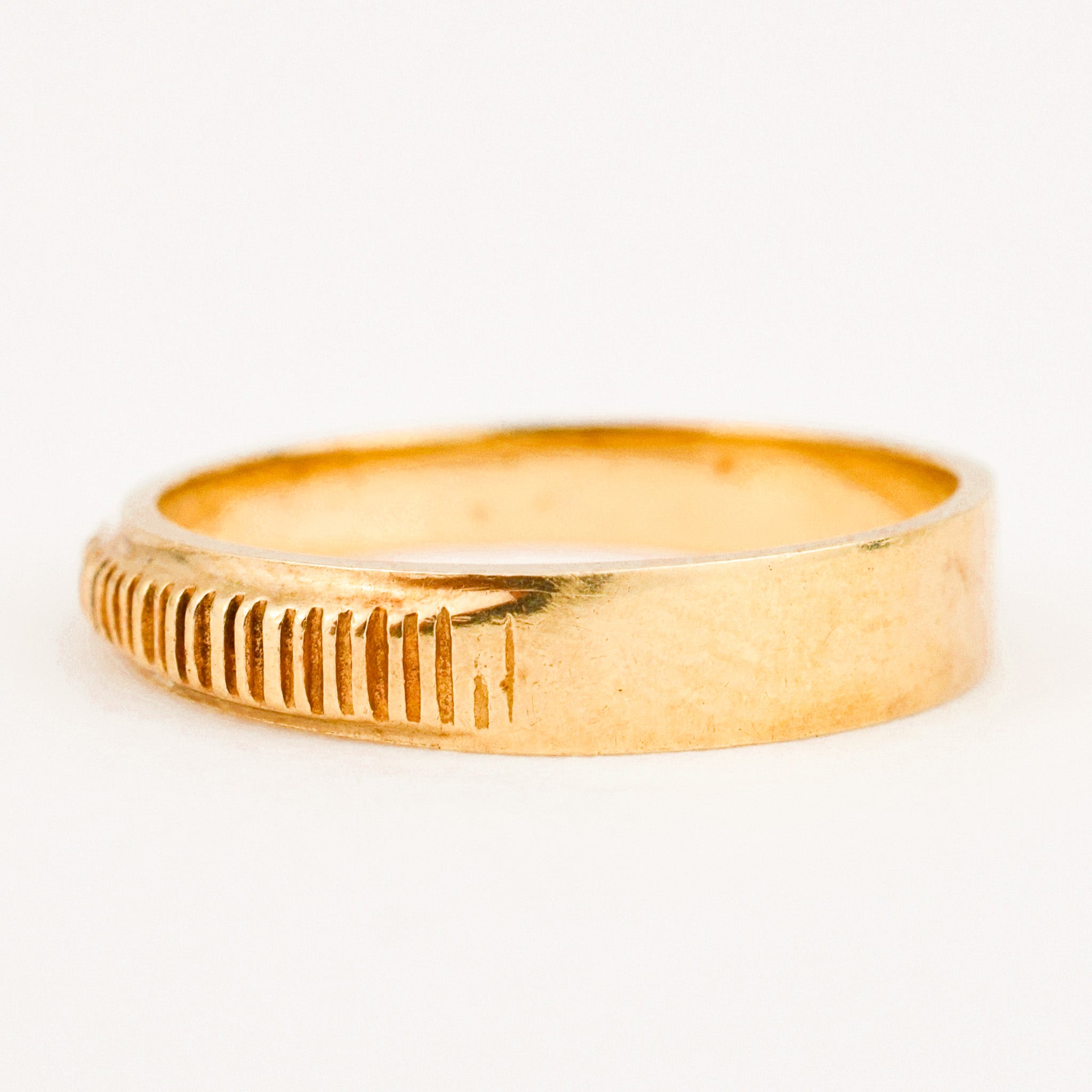 Textured Gold Band with Smooth Back
