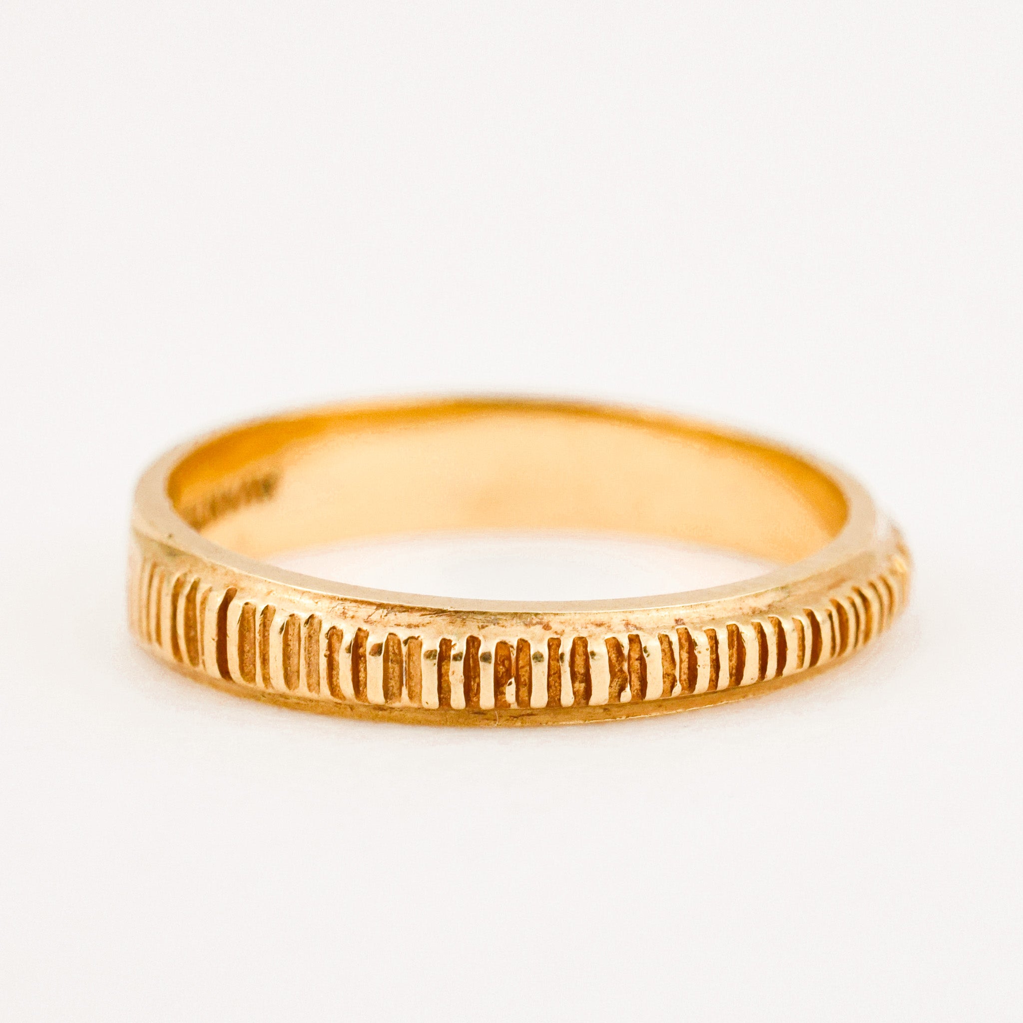 Textured Gold Band with Smooth Back