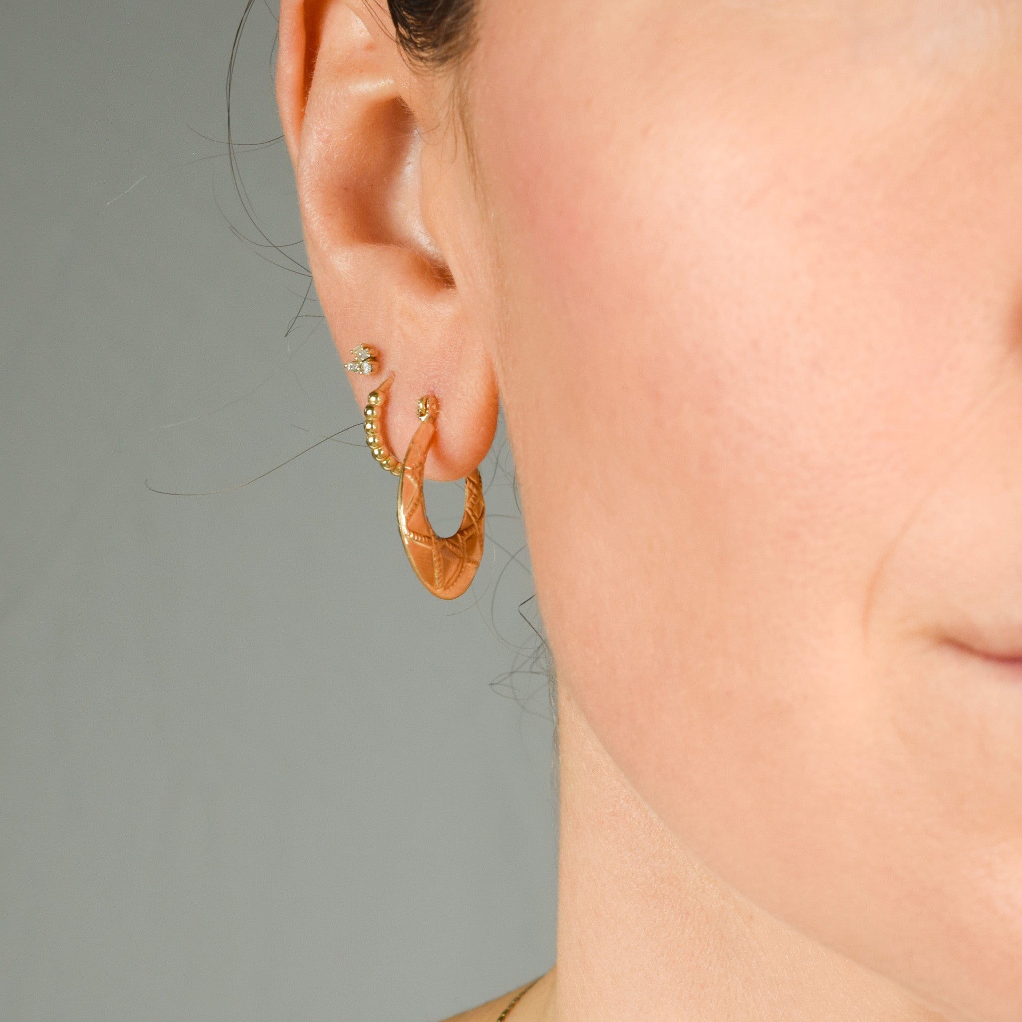 Oval Fancy Gold Hoops