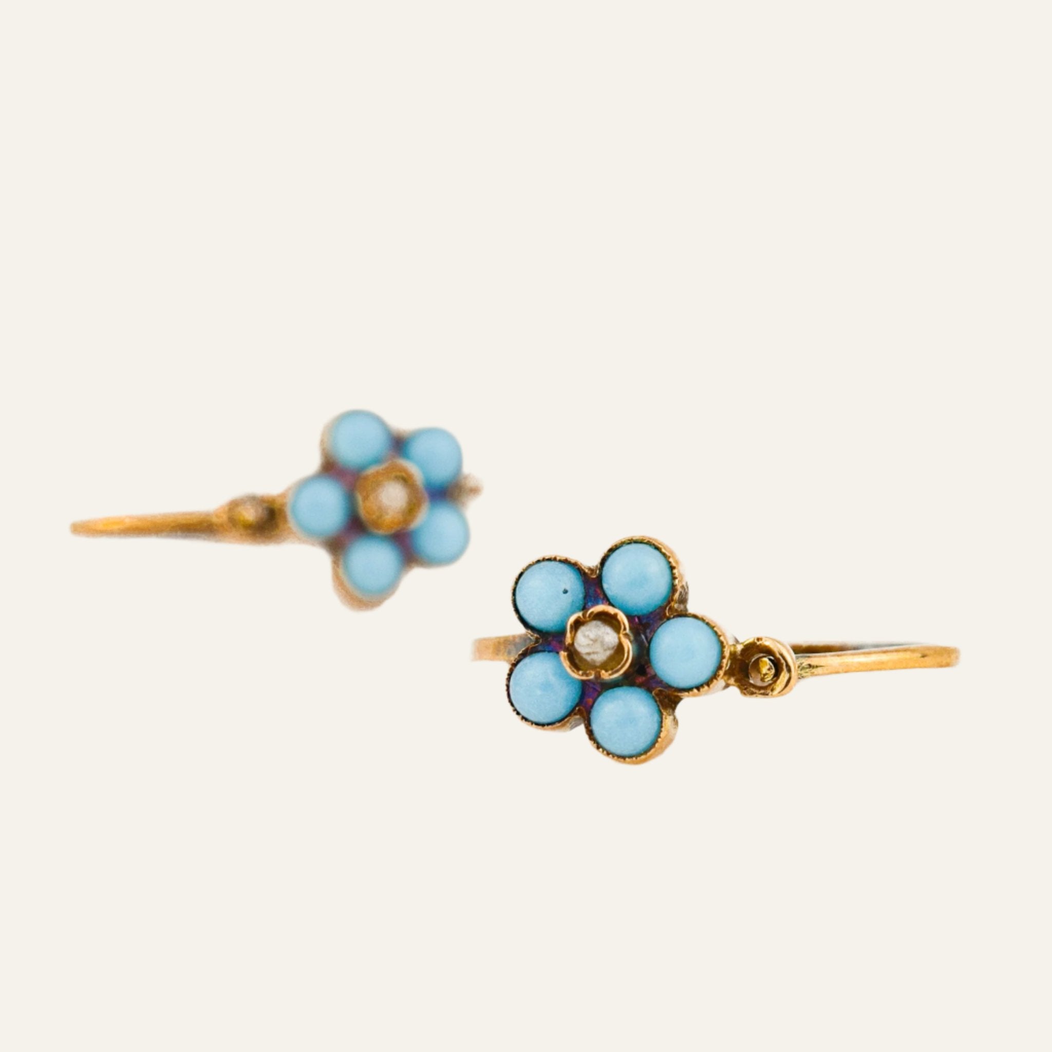 Turquoise Flower Hoops