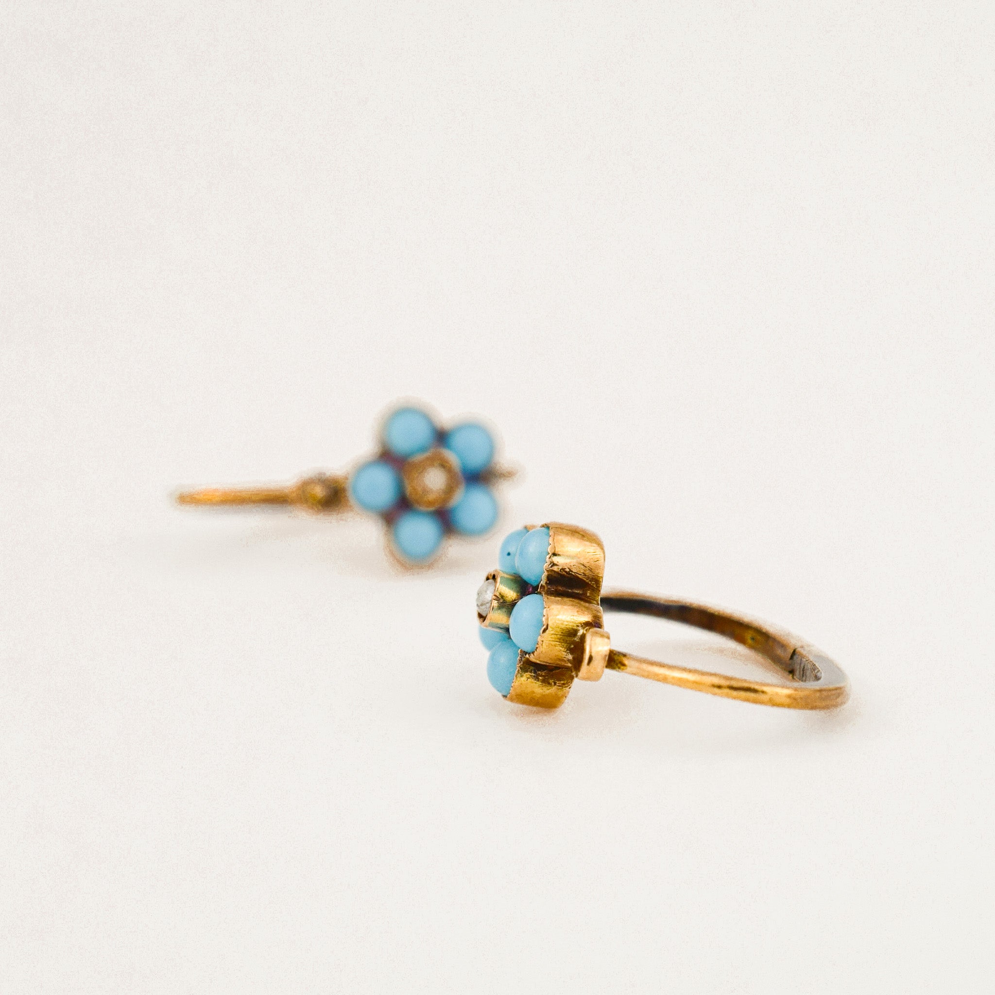 Turquoise Flower Hoops