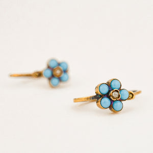 Turquoise Flower Hoops