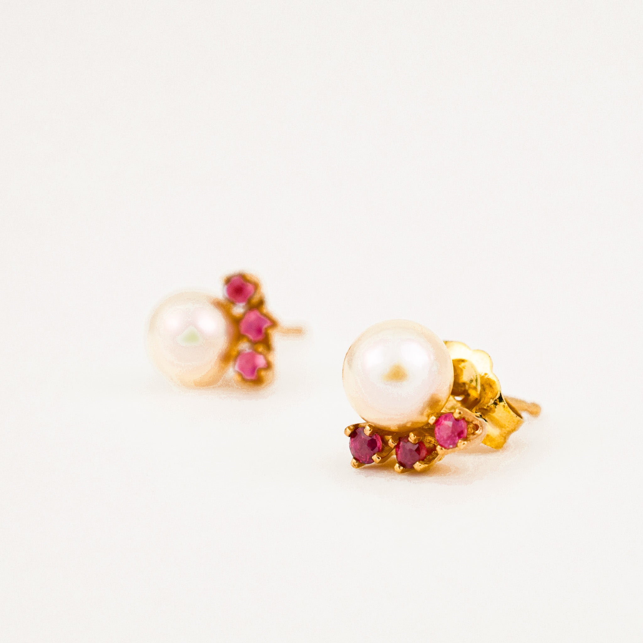 vintage Pearl and Ruby Studs