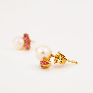 vintage Pearl and Ruby Studs