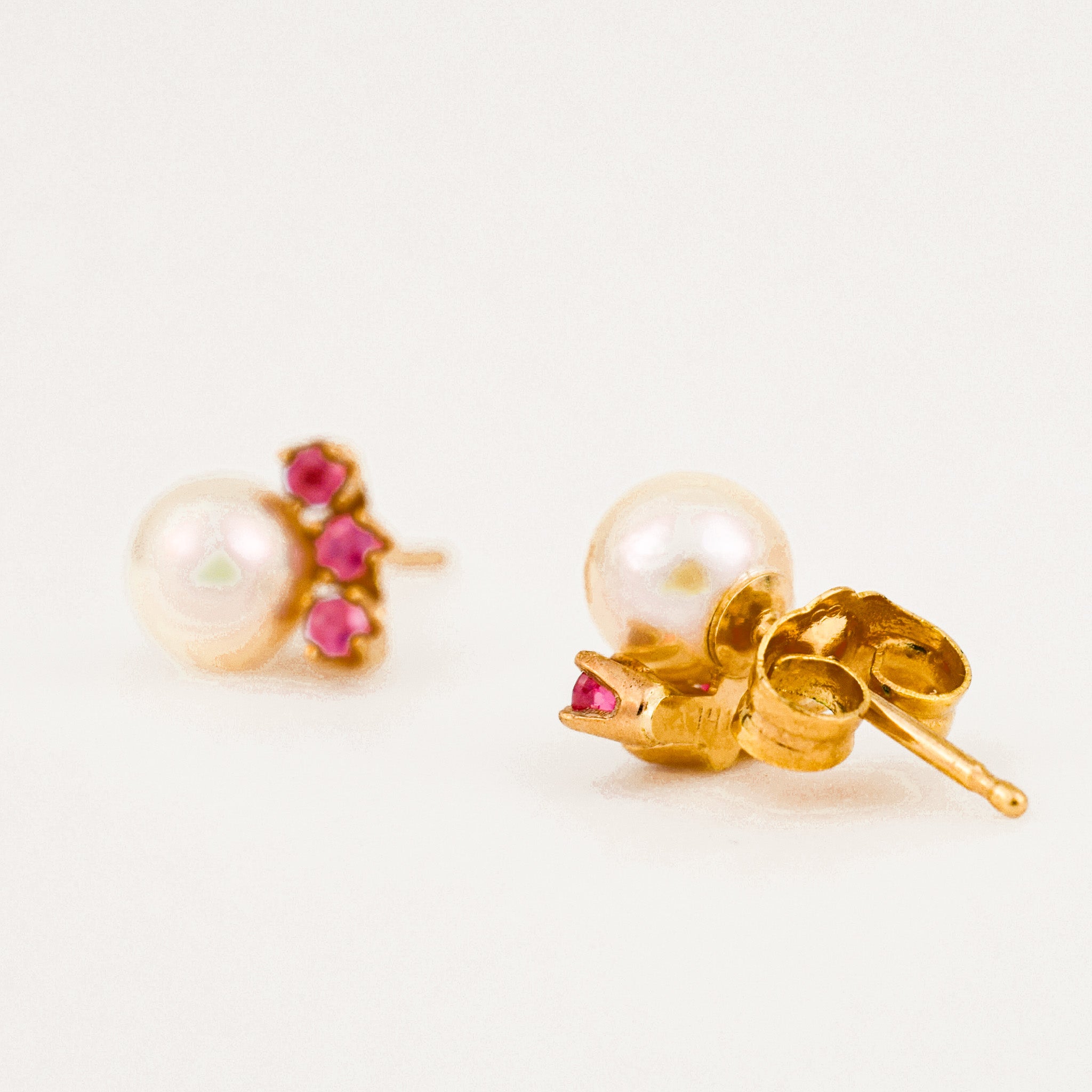 vintage Pearl and Ruby Studs