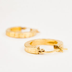 21.8 mm Diamond Cut Thick Gold Hoops