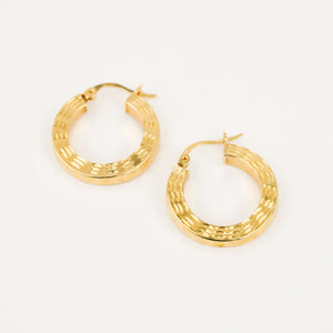 21.8 mm Diamond Cut Thick Gold Hoops