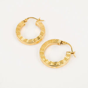 21.8 mm Diamond Cut Thick Gold Hoops