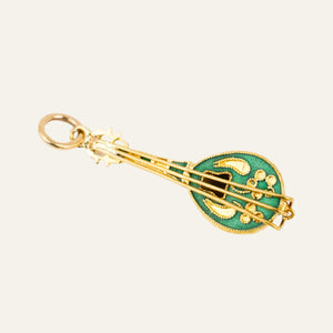 vintage gold and enamel Ukelele Pendant