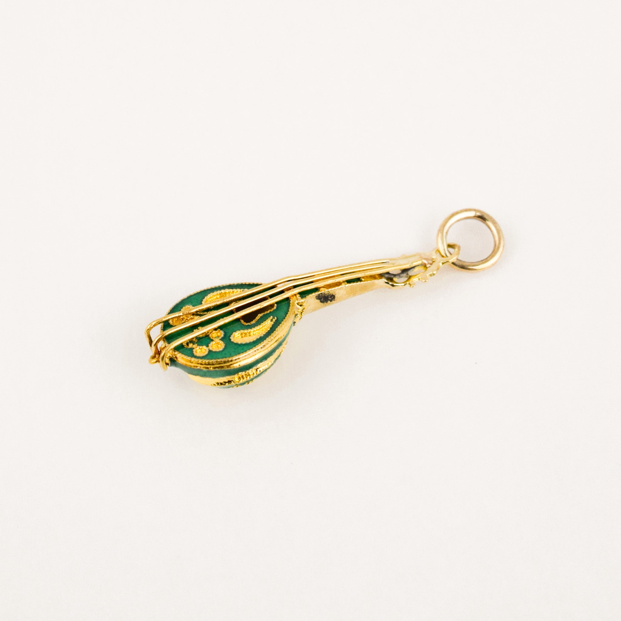 vintage gold and enamel Ukelele Pendant