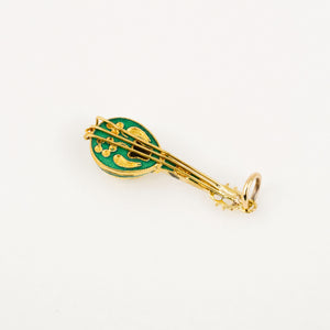 vintage gold and enamel Ukelele Pendant