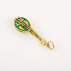 vintage gold and enamel Ukelele Pendant