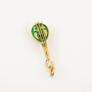 vintage gold and enamel Ukelele Pendant