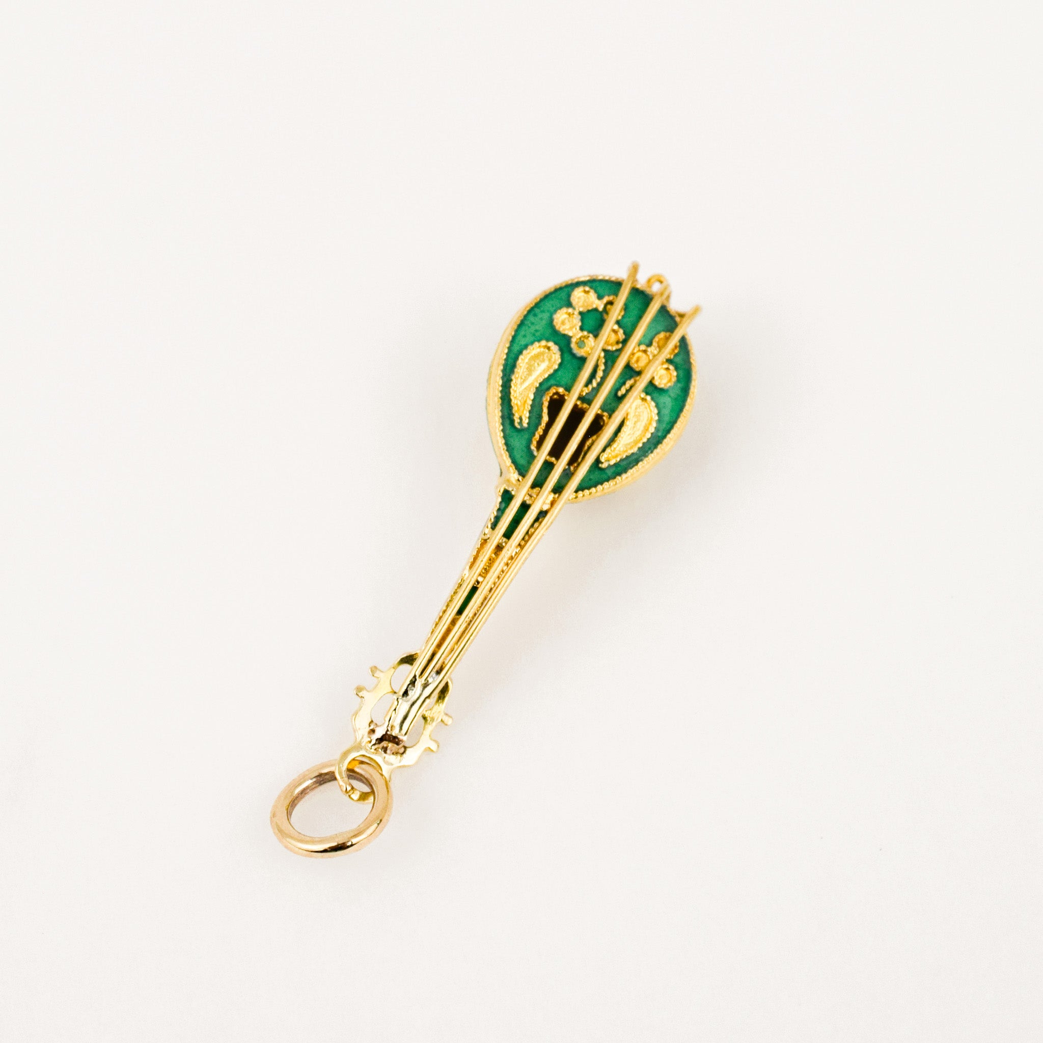 vintage gold and enamel Ukelele Pendant