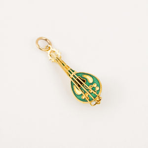 vintage gold and enamel Ukelele Pendant