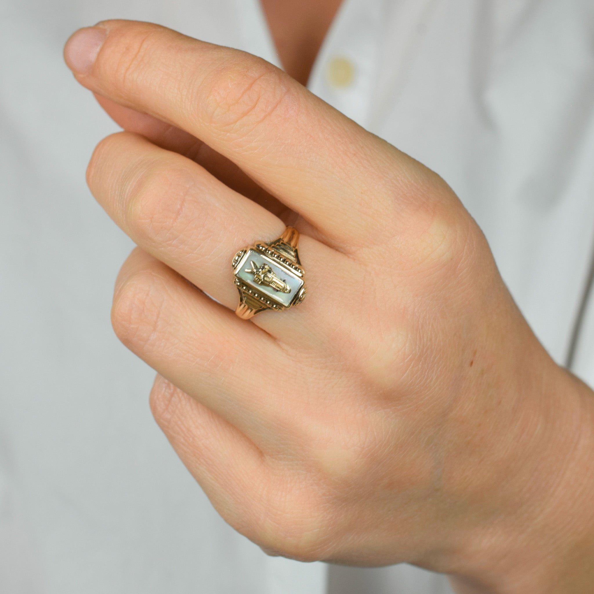 'S' Mother Of Pearl Class Ring