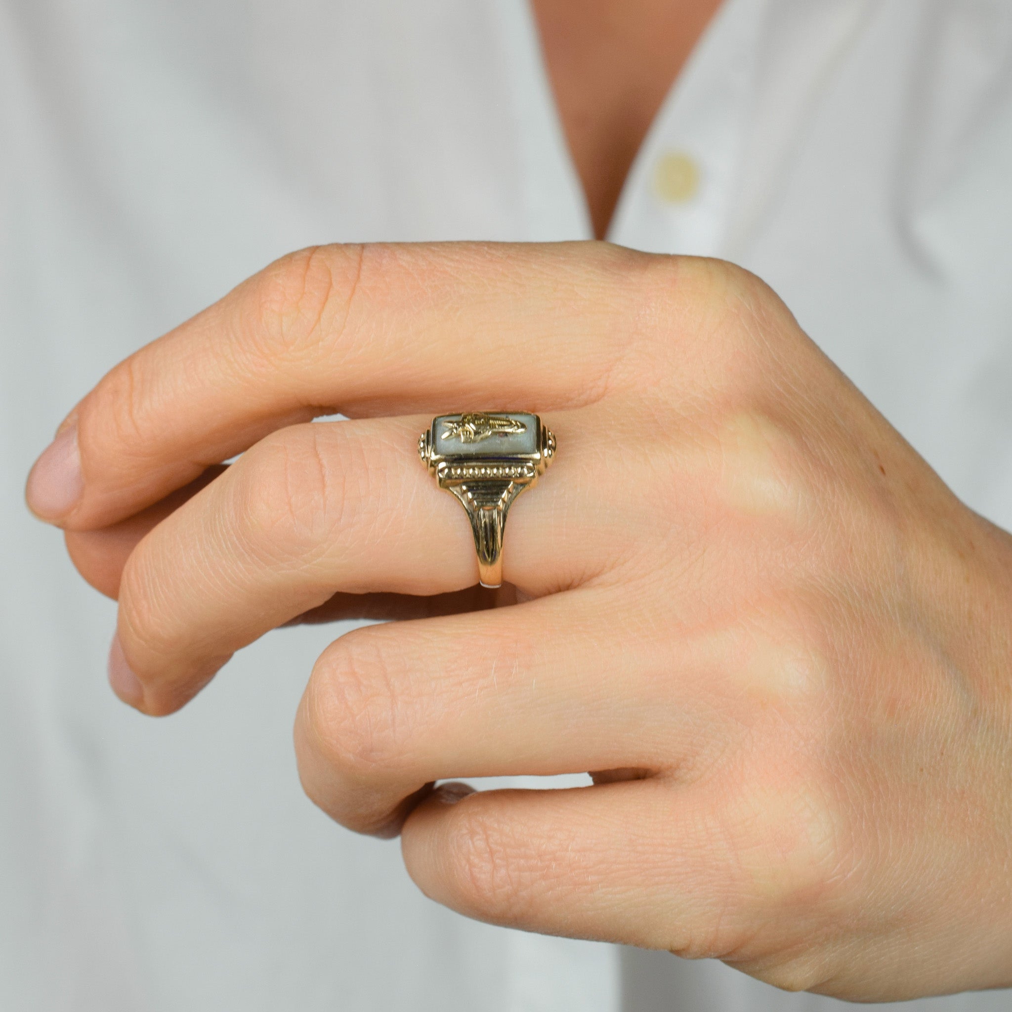 'S' Mother Of Pearl Class Ring