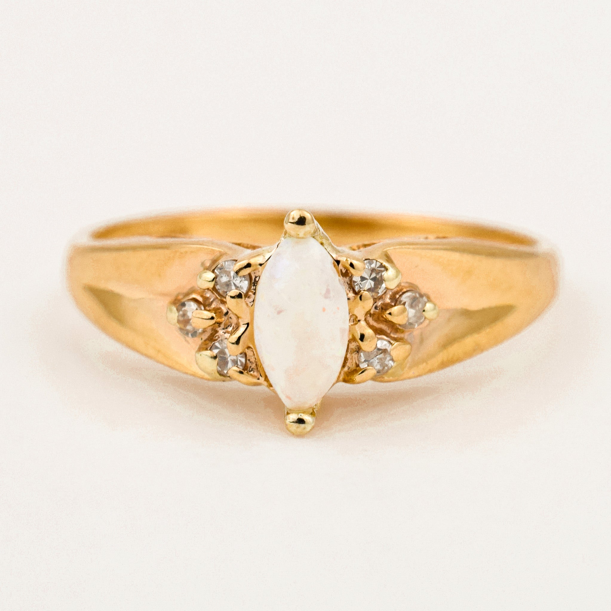 Vintage marquise opal and diamond ring 