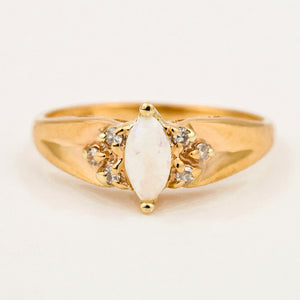 Vintage marquise opal and diamond ring 