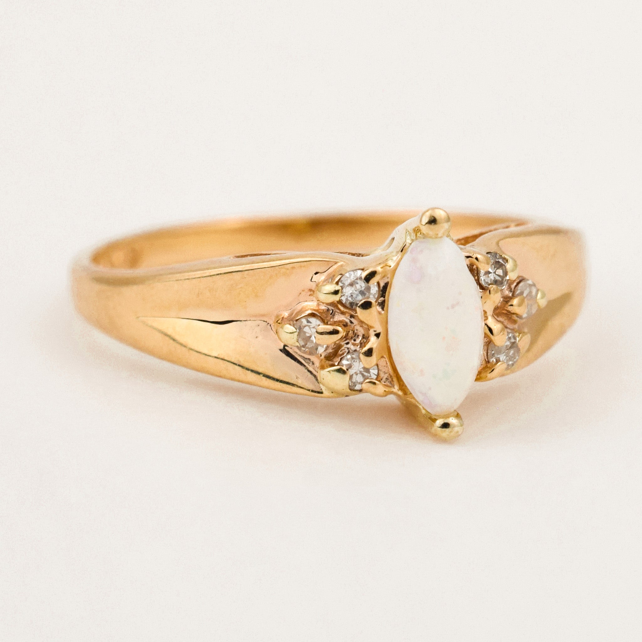 Vintage marquise opal and diamond ring 