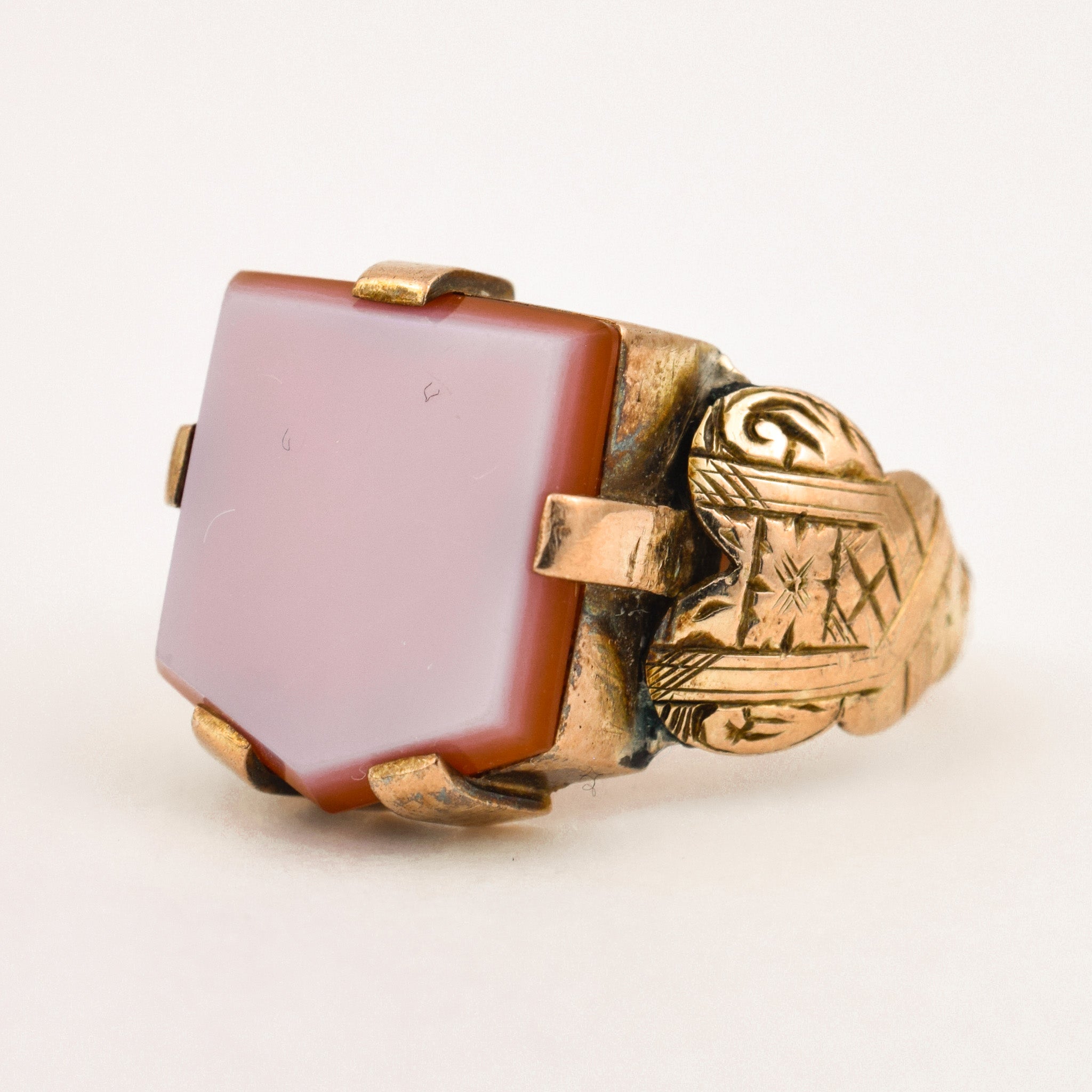 Vintage gold Agate Signet Ring