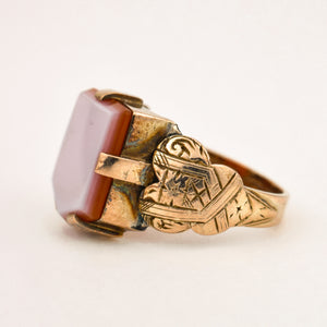 Vintage gold Agate Signet Ring