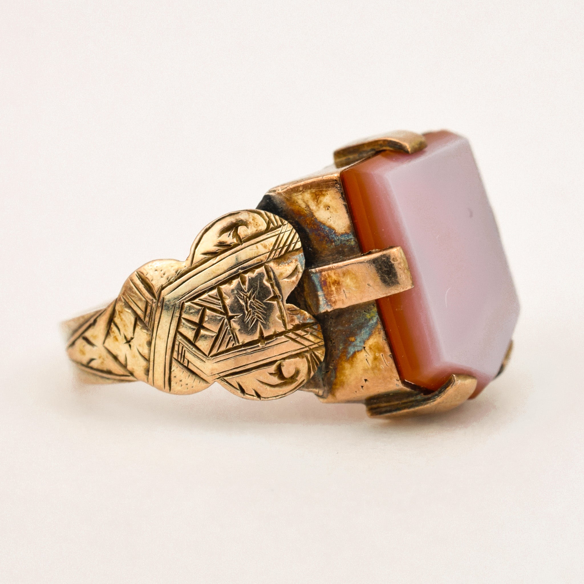 Vintage gold Agate Signet Ring