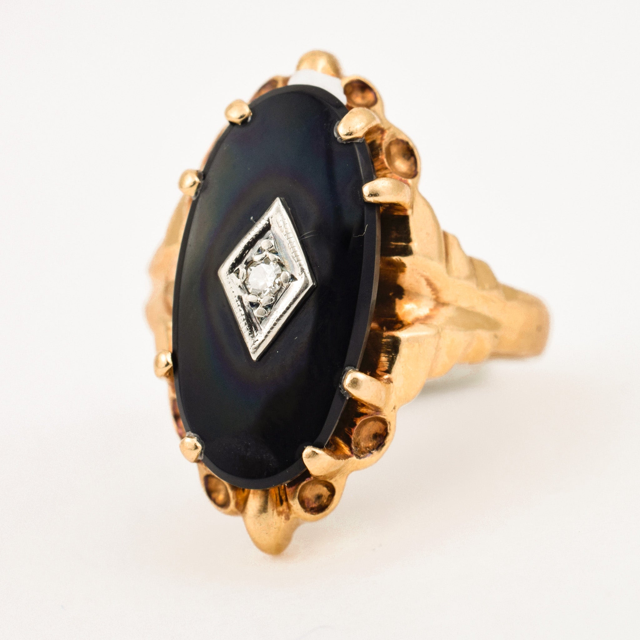 vintage Onyx and Diamond Ring