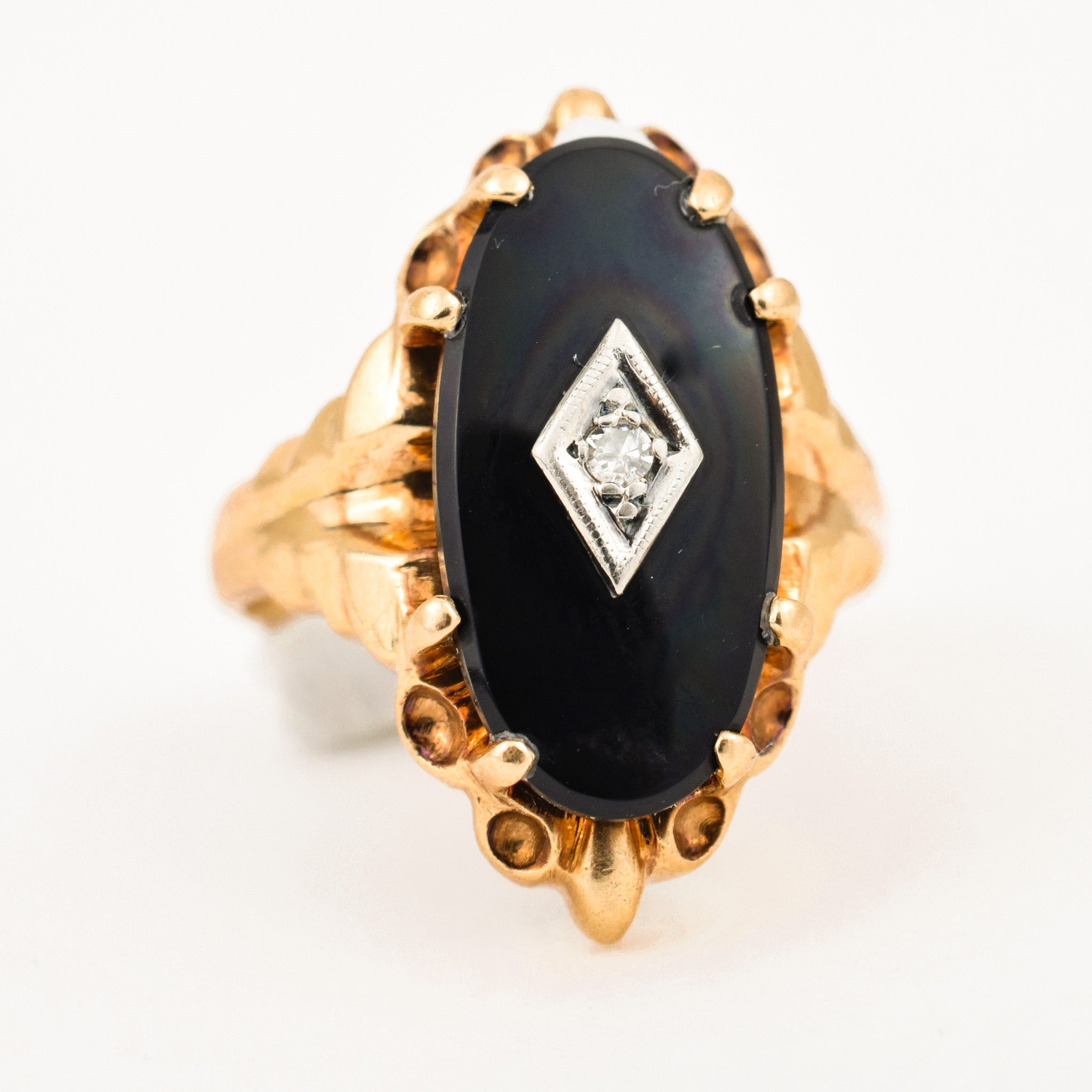 vintage Onyx and Diamond Ring