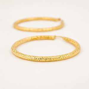 Vintage gold 42mm Gold Nugget Hoops